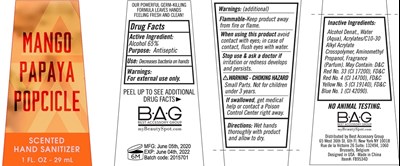 image description - mango papaya popcicle hand sanitizer 29 ml 65 vv